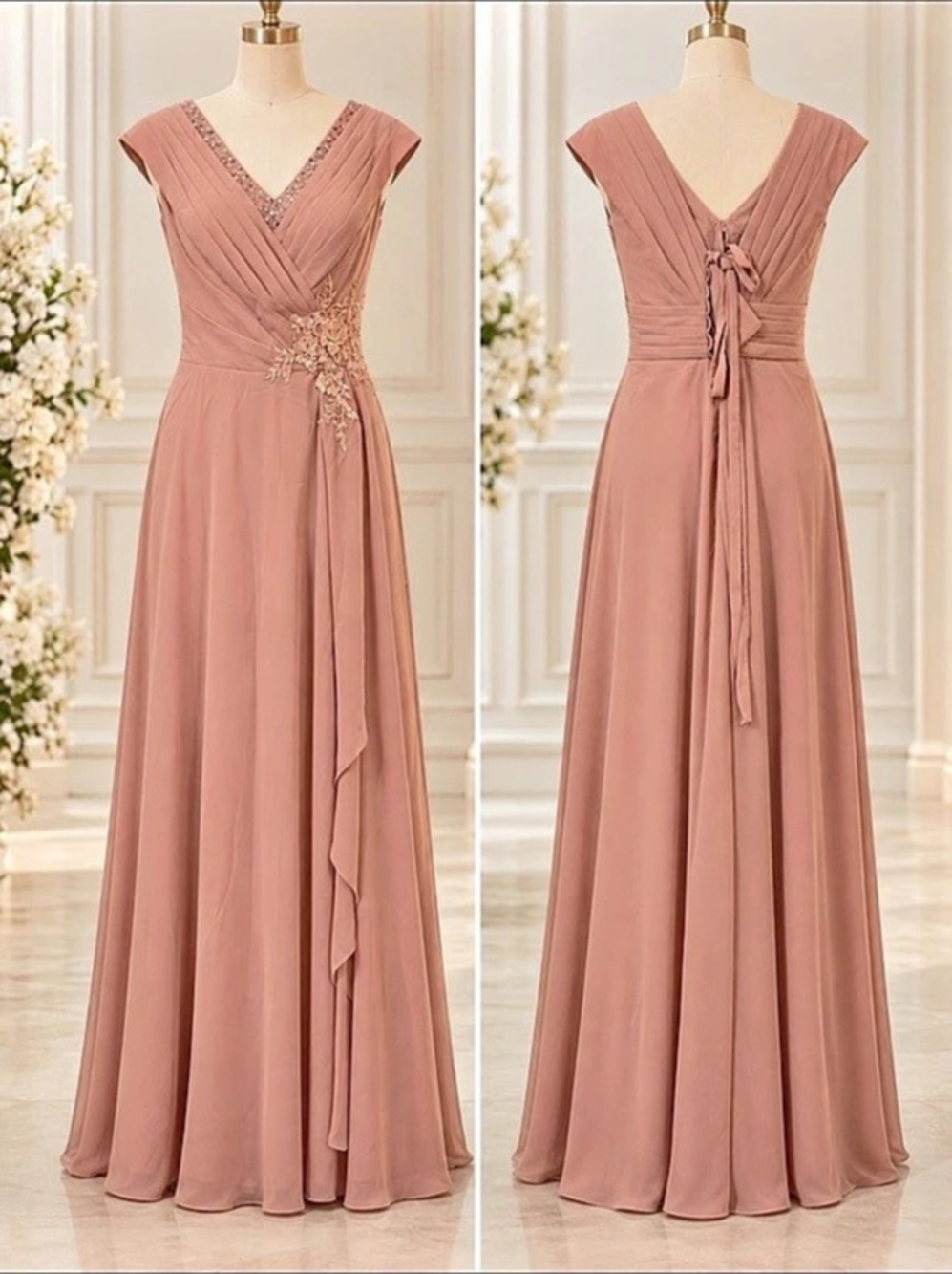 Pink Beaded Maxi Dress
